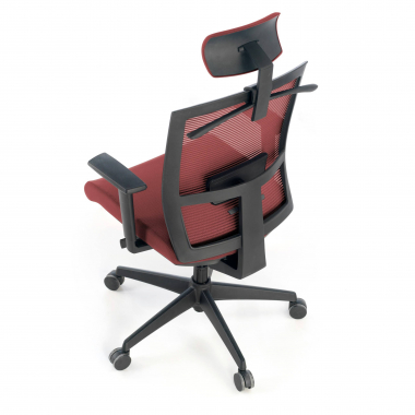 ergonomische bureaustoel rood zwarte structuur hoofdsteun netstof mesh 1d verstelbare armleuningen lumbale steun hoofdsteun 5