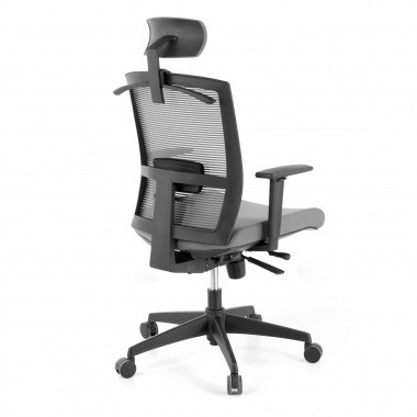 ergonomische bureaustoel grijs zwarte structuur hoofdsteun netstof mesh 1d verstelbare armleuningen lumbale steun hoofdsteun 7