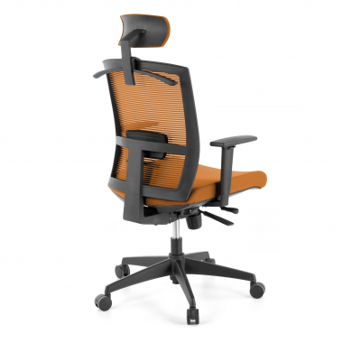 ergonomische bureaustoel oranje zwarte structuur hoofdsteun netstof mesh 1d verstelbare armleuningen lumbale steun hoofdsteun 7