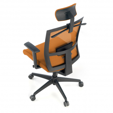 ergonomische bureaustoel oranje zwarte structuur hoofdsteun netstof mesh 1d verstelbare armleuningen lumbale steun hoofdsteun 5