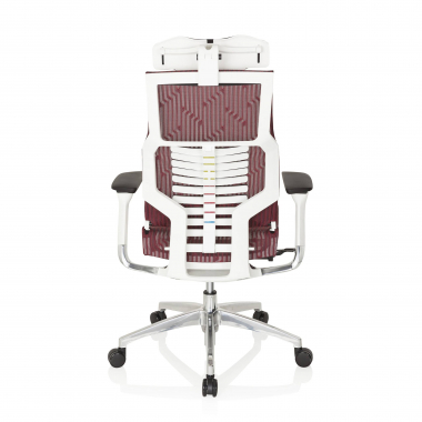 goedkope bureaustoel wit rood witte structuur netstof mesh 4d verstelbare armleuningen lumbale steun hoofdsteun 9