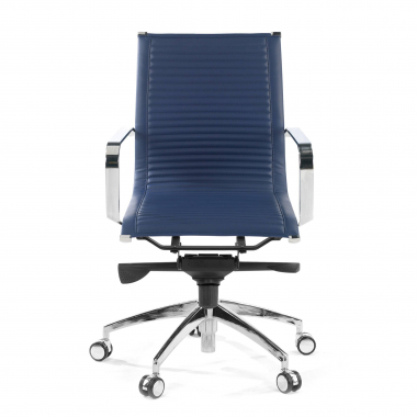 directiestoel blauw chroomstructuur kunstleer kunstleder vaste armleuningen 2
