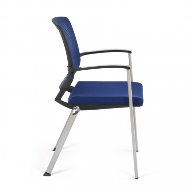 bezoekersstoel blauw adam netstof mesh vaste armleuningen 6