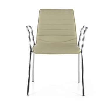 bezoekersstoel beige met armen kunstleder vaste armleuningen 3