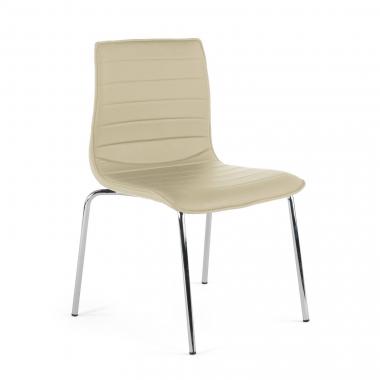 vergaderstoel beige 4 poten kunstleder zonder armleuningen 1