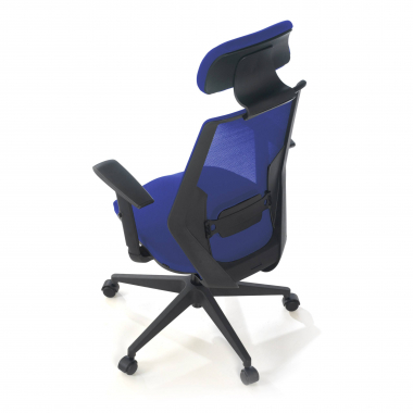 bureaustoel blauw belinda netstof mesh 1d verstelbare armleuningen lumbale steun hoofdsteun 7