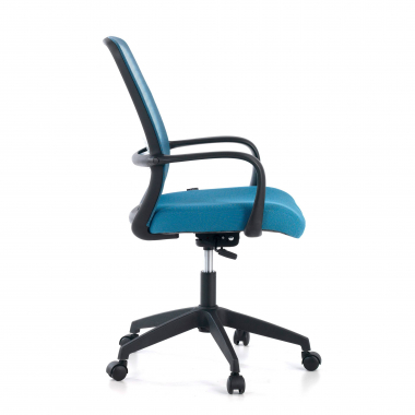 draaistoel blauw zwarte structuur netstof mesh vaste armleuningen 6