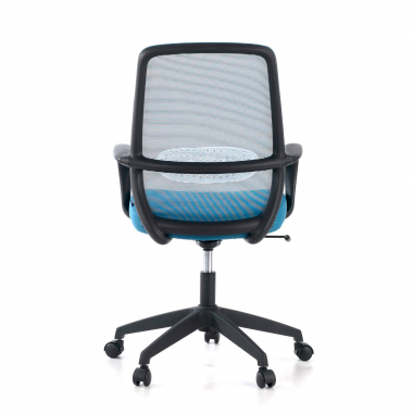 draaistoel blauw zwarte structuur netstof mesh vaste armleuningen 9