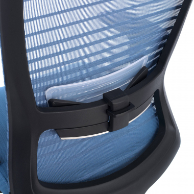 bureaustoel blauw tesla netstof mesh 3d verstelbare armleuningen lumbale steun hoofdsteun 6
