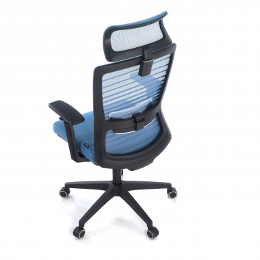 bureaustoel blauw tesla netstof mesh 3d verstelbare armleuningen lumbale steun hoofdsteun 9