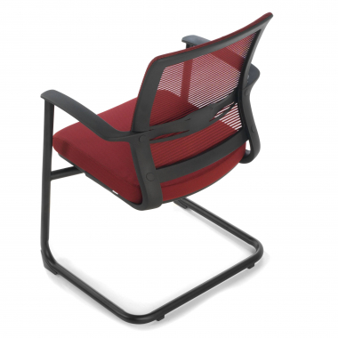 vergaderstoel rood alpha netstof mesh vaste armleuningen 8