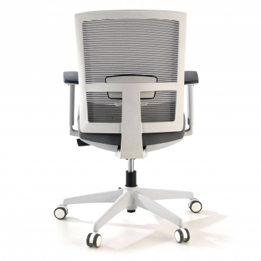 ergonomische bureaustoel wit grijs witte structuur netstof mesh 1d verstelbare armleuningen lumbale steun 5