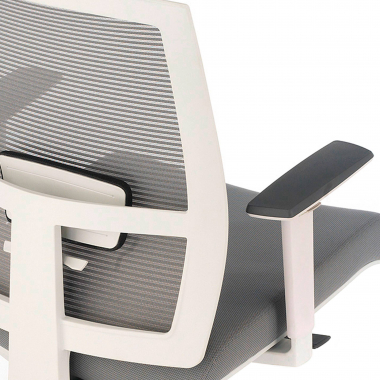 ergonomische bureaustoel wit grijs witte structuur netstof mesh 1d verstelbare armleuningen lumbale steun 6