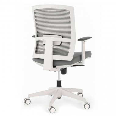 ergonomische bureaustoel wit grijs witte structuur netstof mesh 1d verstelbare armleuningen lumbale steun 8