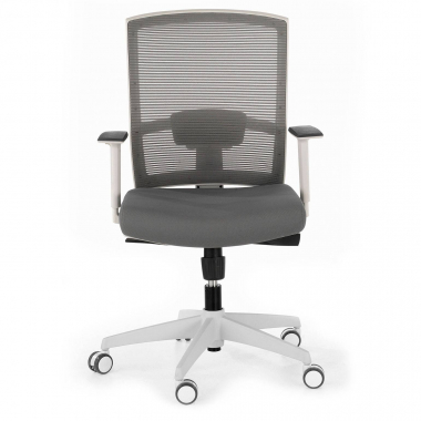ergonomische bureaustoel wit grijs witte structuur netstof mesh 1d verstelbare armleuningen lumbale steun 4