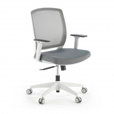 draaistoel wit grijs stoel witte structuur netstof mesh 1d verstelbare armleuningen 1