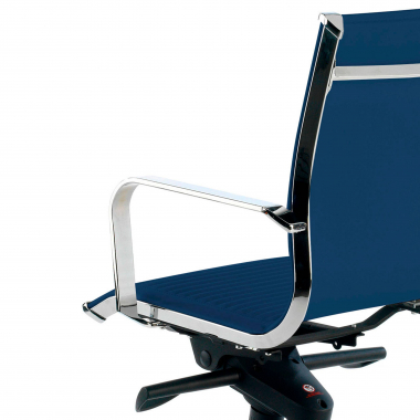 directiestoel blauw chroomstructuur kunstleer kunstleder vaste armleuningen 4