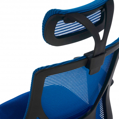 bureaustoel blauw lake netstof mesh 1d verstelbare armleuningen lumbale steun hoofdsteun 5
