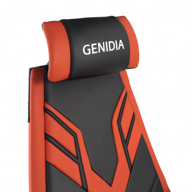 gamestoel rood genidia echt leder 5d verstelbare armleuningen lumbale steun uitschuifbare voetensteun 8