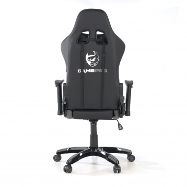 gamestoel grijs game pro kunstleder beweegbare armleuningen lumbale en cervicale kussen hoofdsteun 5