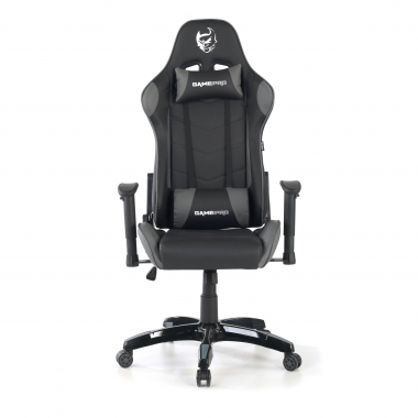 gamestoel grijs game pro kunstleder beweegbare armleuningen lumbale en cervicale kussen hoofdsteun 4