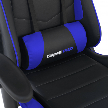 gamestoel blauw game pro kunstleder beweegbare armleuningen lumbale en cervicale kussen hoofdsteun 6