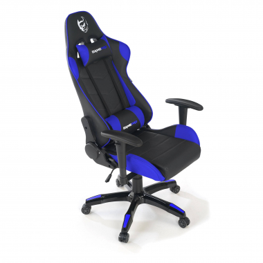 gamestoel blauw game pro kunstleder beweegbare armleuningen lumbale en cervicale kussen hoofdsteun 7