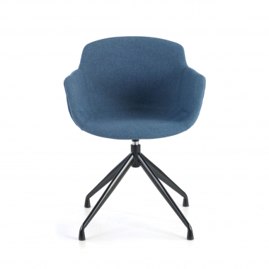 vergaderstoel blauw basis piramide stof gestoffeerde armleuningen 3