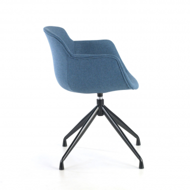 vergaderstoel blauw basis piramide stof gestoffeerde armleuningen 6