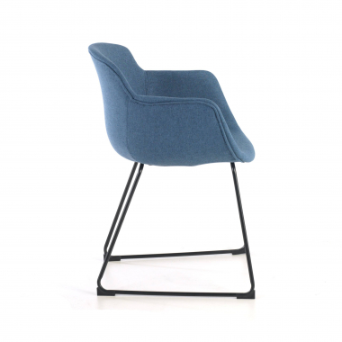 vergaderstoel zwart blauw structuur sledeframe netstof mesh vaste armleuningen 6