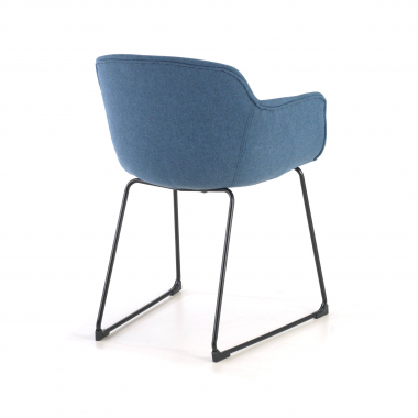 vergaderstoel zwart blauw structuur sledeframe netstof mesh vaste armleuningen 7