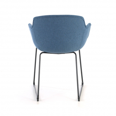 vergaderstoel zwart blauw structuur sledeframe netstof mesh vaste armleuningen 8