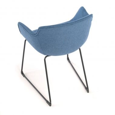 vergaderstoel zwart blauw structuur sledeframe netstof mesh vaste armleuningen 4