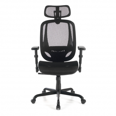 ergonomische bureaustoel zwart locktech netstof mesh 1d verstelbare armleuningen lumbale steun hoofdsteun 5