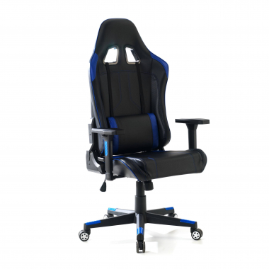 gamestoel blauw bureaustoel kunstleder 3d verstelbare armleuningen 1
