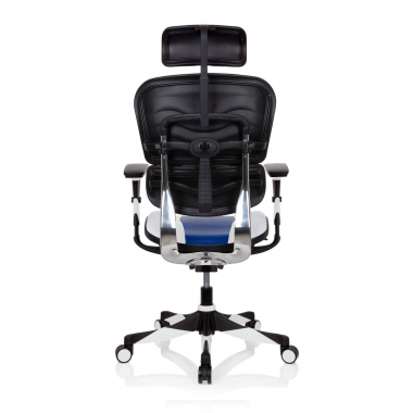 gamestoel blauw ergoplus echt leder 3d verstelbare armleuningen lumbale steun uitschuifbare voetensteun 8