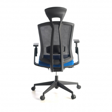 ergonomische bureaustoel blauw ridley netstof mesh 3d verstelbare armleuningen lumbale steun hoofdsteun 7
