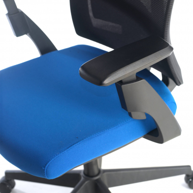 ergonomische bureaustoel blauw ridley netstof mesh 3d verstelbare armleuningen lumbale steun hoofdsteun 5