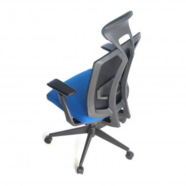 ergonomische bureaustoel blauw ridley netstof mesh 3d verstelbare armleuningen lumbale steun hoofdsteun 8