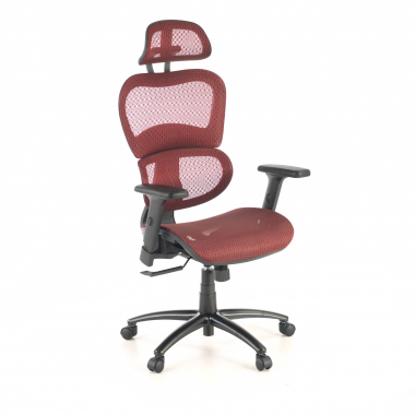 ergonomische bureaustoel rood zwarte structuur netstof mesh 3d verstelbare armleuningen dubbele lumbale steun hoofdsteun 1