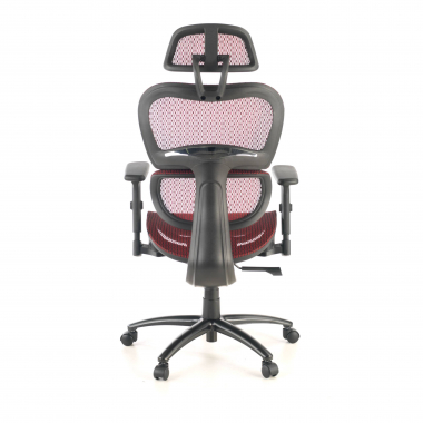 ergonomische bureaustoel rood zwarte structuur netstof mesh 3d verstelbare armleuningen dubbele lumbale steun hoofdsteun 8