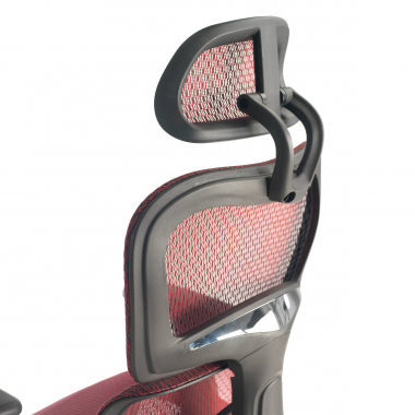 ergonomische bureaustoel rood zwarte structuur netstof mesh 3d verstelbare armleuningen dubbele lumbale steun hoofdsteun 7