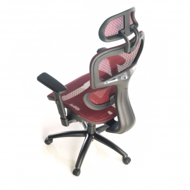 ergonomische bureaustoel rood zwarte structuur netstof mesh 3d verstelbare armleuningen dubbele lumbale steun hoofdsteun 6