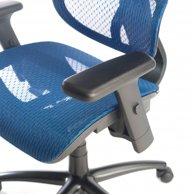 ergonomische bureaustoel blauw zwarte structuur netstof mesh 3d verstelbare armleuningen dubbele lumbale steun hoofdsteun 6