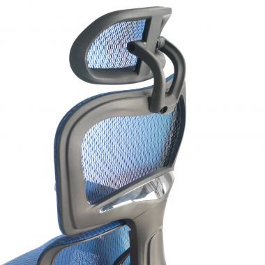 ergonomische bureaustoel blauw zwarte structuur netstof mesh 3d verstelbare armleuningen dubbele lumbale steun hoofdsteun 7