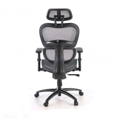 ergonomische bureaustoel grijs zwarte structuur netstof mesh 3d verstelbare armleuningen dubbele lumbale steun hoofdsteun 9