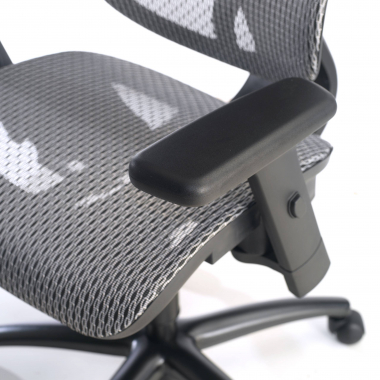 ergonomische bureaustoel grijs zwarte structuur netstof mesh 3d verstelbare armleuningen dubbele lumbale steun hoofdsteun 7