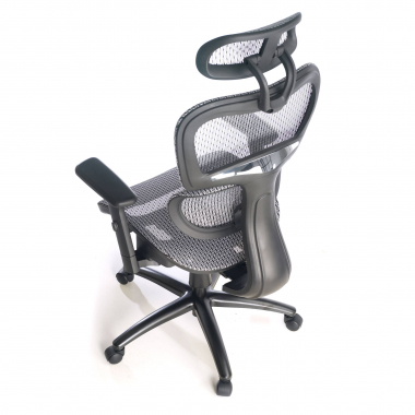 ergonomische bureaustoel grijs zwarte structuur netstof mesh 3d verstelbare armleuningen dubbele lumbale steun hoofdsteun 10