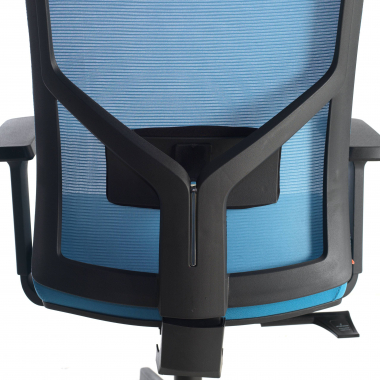 ergonomische bureaustoel blauw zwarte structuur hoofdsteun netstof mesh 1d verstelbare armleuningen lumbale steun 6