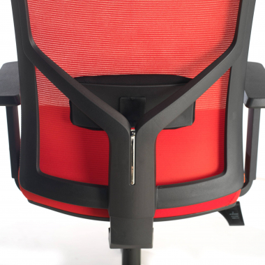 ergonomische bureaustoel rood zwarte structuur hoofdsteun netstof mesh 1d verstelbare armleuningen lumbale steun 6